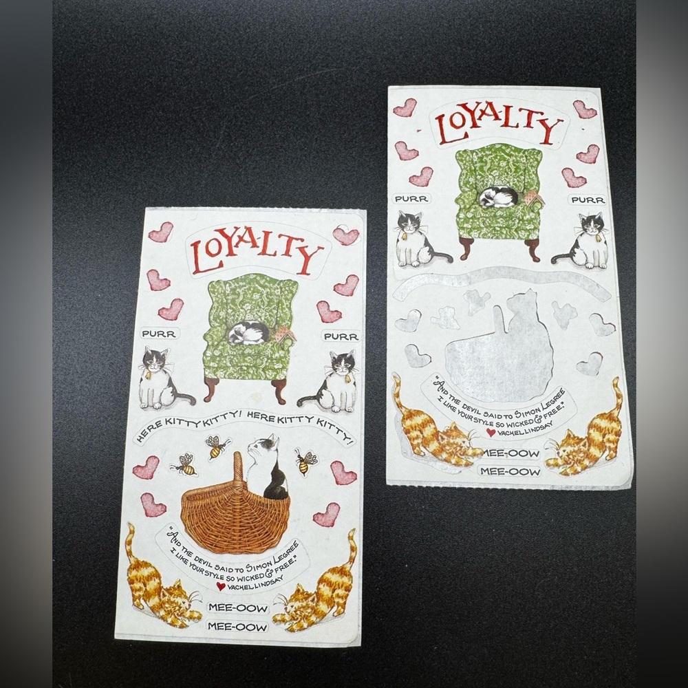 Vintage Susan Branch Stickers Kitty Cats  1.5 Module Sheets 4.5"x2.5"